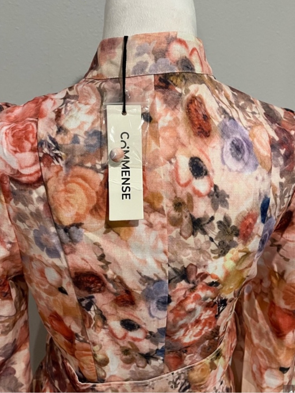 Commense Cream Floral Belted Midi Dress with Pastel Bouquet - Picture 10 of 13